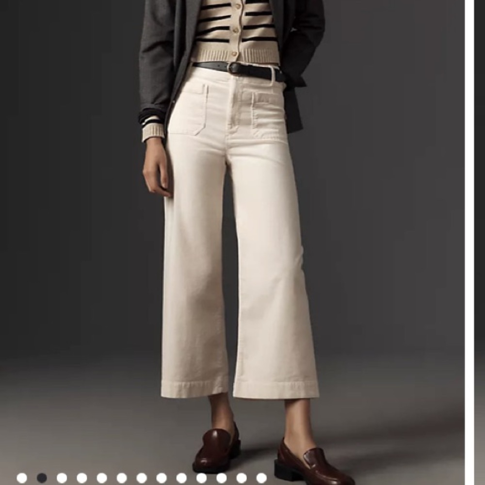 NWT Maeve  Colette Cream Corduroy crop wide leg high waist Pants 29 $138